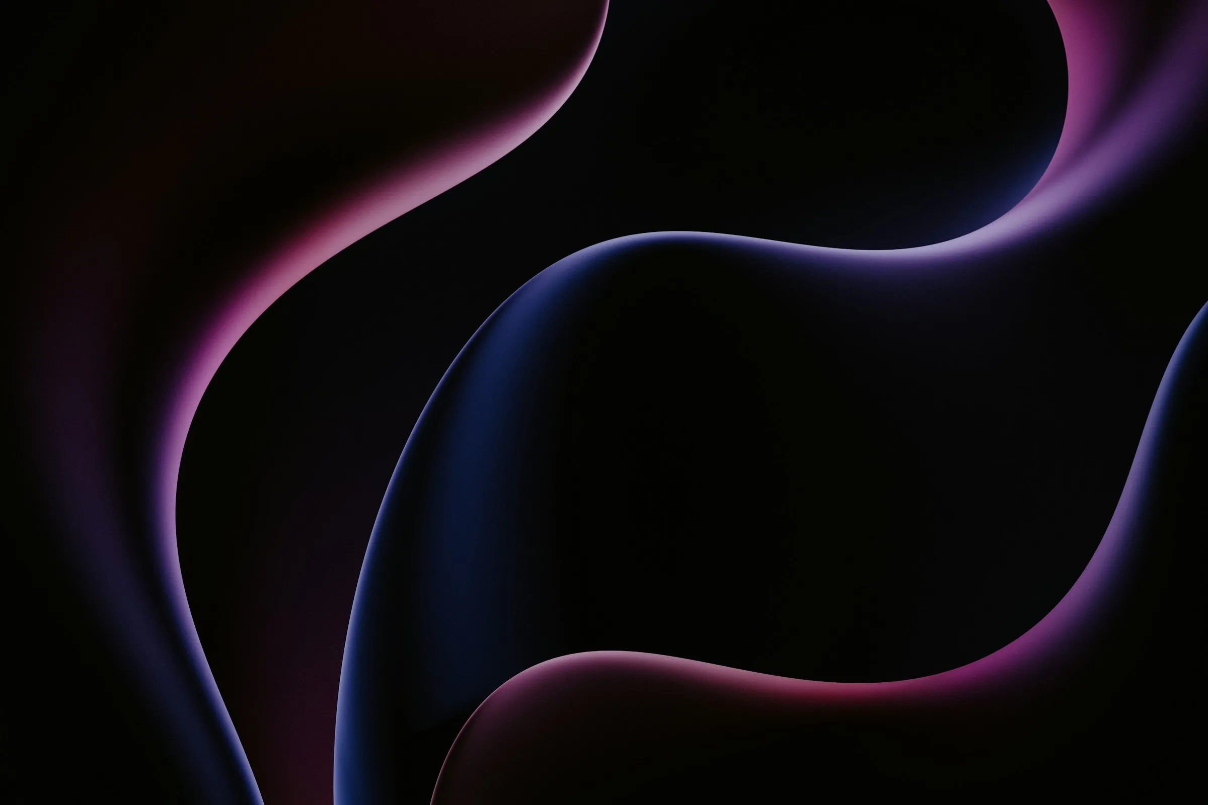 A precise dark violet form curving against black