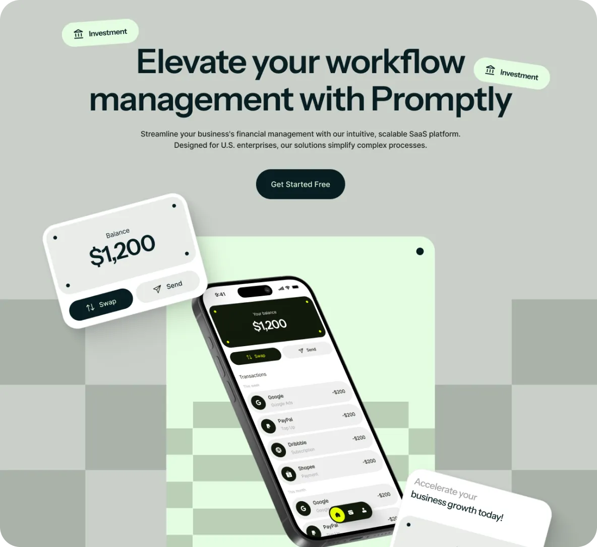 Promptly Mobile app — screen 1