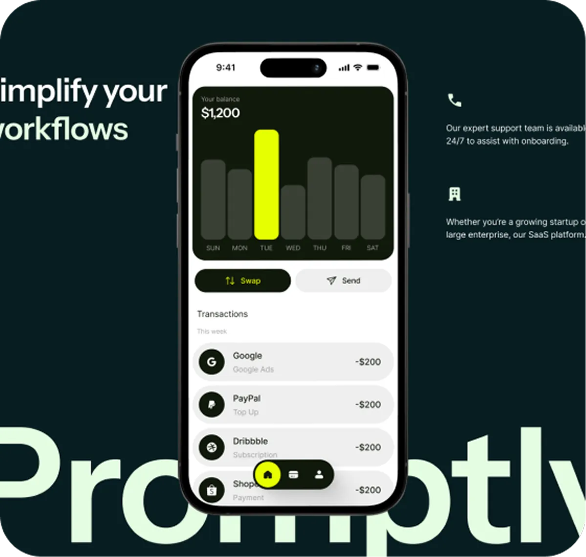 Promptly Mobile app — screen 4